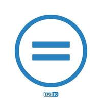 Equal mark circle line blue icon vector