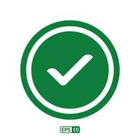 Checkmark green flat icon. Check mark eco green symbol vector