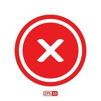 Cross mark red flat icon.  Cross mark red symbol EPS10. vector