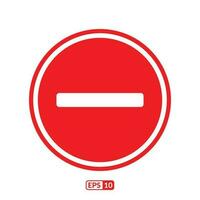 Red circle minus sign flat icon. vector