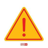 Warning danger sign flat icon. vector