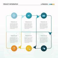 Infographic square design with icons and 6 options or steps. vector