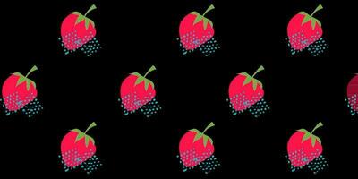 Seamless pattern strawberries. The illustration is hand drawn. Vector illustration with texture.