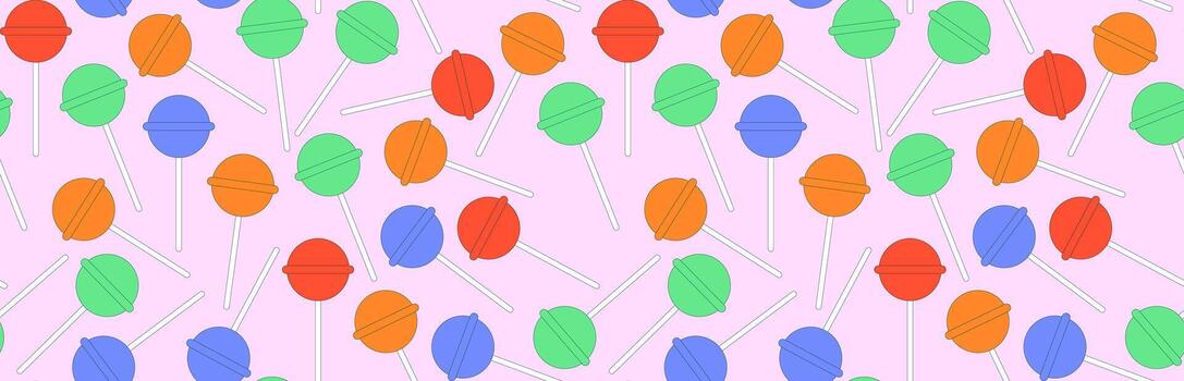 Seamless pattern in retro style. Candy on a stick in the abstract. Vector flat illustration.