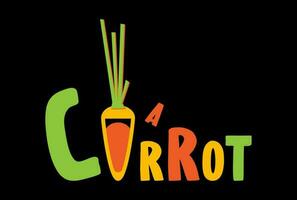 Vector illustration of a carrot. Emblemma, Logo, Badge. Minimalism, clipping style. Vegetables.