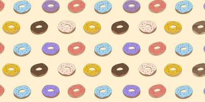 Donuts seamless pattern. Multicolored donuts in cartoon style with a stroke. vector