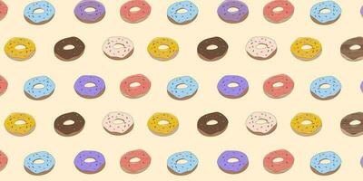 rosquillas sin costura modelo. multicolor rosquillas en dibujos animados estilo con un ataque. vector