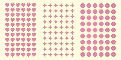 Geometric background retro style, heart, clover, quadrangular star, pink color vector