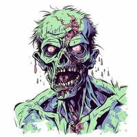 antiguo zombi cabeza vector