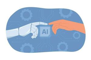 Human Hand Touching Robot Hand for Artificial Intelligence Technology Concept Illustration vector