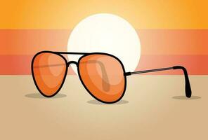 Vector illustration of glasses in the sand in summer