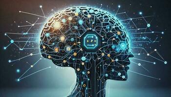 el concepto de artificial inteligencia utilizar analítico, automatización, y un autónomo cerebro foto