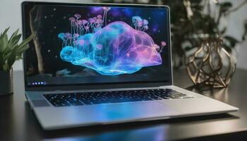 Photo laptop with hologram sciences