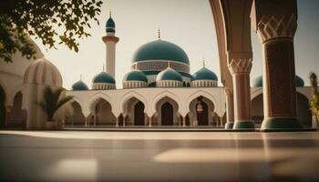 photo of beautiful mosque with blue