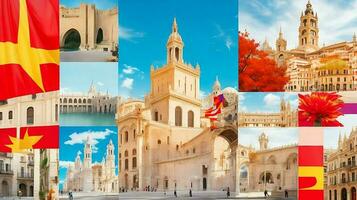 Ai generate Free photo spain collage concept