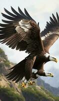 Ai generate eagle flying drawing Royalty photo