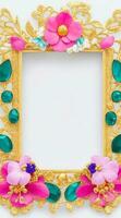 Ai generate photo colorful frame with gold beads and a frame with a flower on it