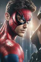 Ai generate photo Handsome Spiderman Poster