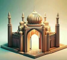 Ai generate photo 3d illustration of a mosque with a gate in the middle