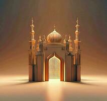 Ai generate photo 3d illustration of a mosque with a gate in the middle