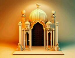 Ai generate photo 3d illustration of a mosque with a gate in the middle