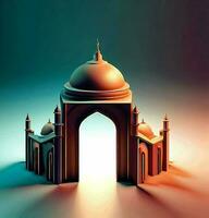 Ai generate photo 3d illustration of a mosque with a gate in the middle