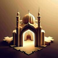 Ai generate photo 3d illustration of a mosque with a gate in the middle