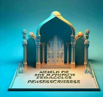 Ai generate photo 3d illustration of a mosque with a gate in the middle