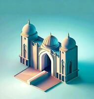 Ai generate photo 3d illustration of a mosque with a gate in the middle