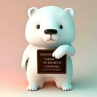 Ai generate photo 3d render of a cute polar bear, product design