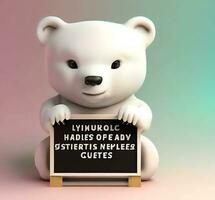 Ai generate photo 3d render of a cute polar bear, product design