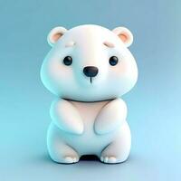 Ai generate photo 3d render of a cute polar bear, product design