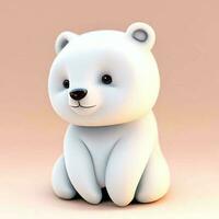 Ai generate photo 3d render of a cute polar bear, product design