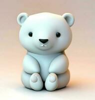 Ai generate photo 3d render of a cute polar bear, product design