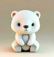 Ai generate photo 3d render of a cute polar bear, product design