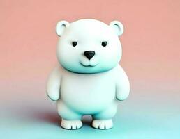 Ai generate photo 3d render of a cute polar bear, product design