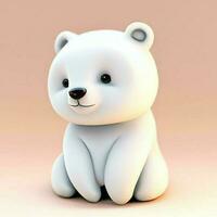 Ai generate photo 3d render of a cute polar bear, product design