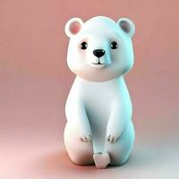 Ai generate photo 3d render of a cute polar bear, product design