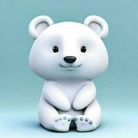 Ai generate photo 3d render of a cute polar bear, product design