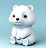 Ai generate photo 3d render of a cute polar bear, product design