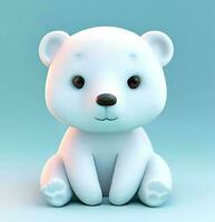 Ai generate photo 3d render of a cute polar bear, product design