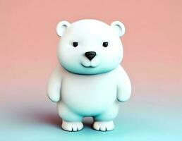 Ai generate photo 3d render of a cute polar bear, product design