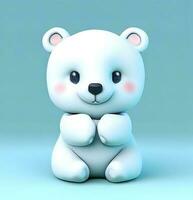 Ai generate photo 3d render of a cute polar bear, product design