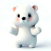 Ai generate photo 3d render of a cute polar bear, product design