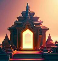 ai generate photo 3d illustration of a temple with a gate in the middle