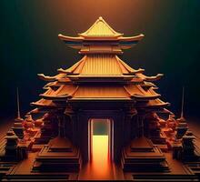 ai generate photo 3d illustration of a temple with a gate in the middle