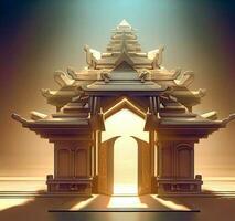 ai generate photo 3d illustration of a temple with a gate in the middle