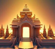 ai generate photo 3d illustration of a temple with a gate in the middle