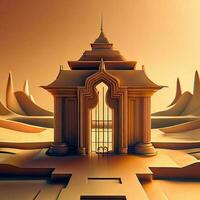 ai generate photo 3d illustration of a temple with a gate in the middle