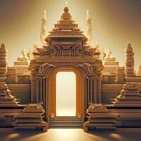 ai generate photo 3d illustration of a temple with a gate in the middle